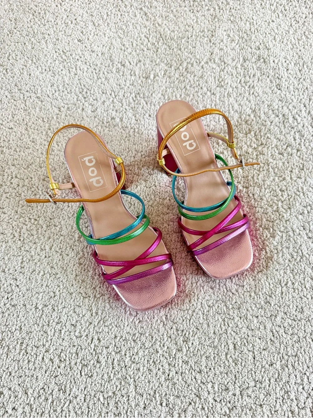 Pop Womens Kallie Heeled Sandals Pink Fuschia Multicolor